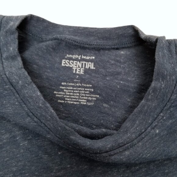 Jumping Beans Essential Tee Long Sleeve Boys Size 7 Blue Heather Cotton Blend - Picture 2 of 5